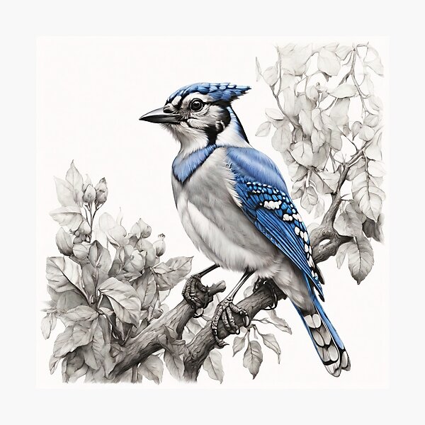 Item preview, Black and White Blue Jay designed and sold by Pencil-Art.
