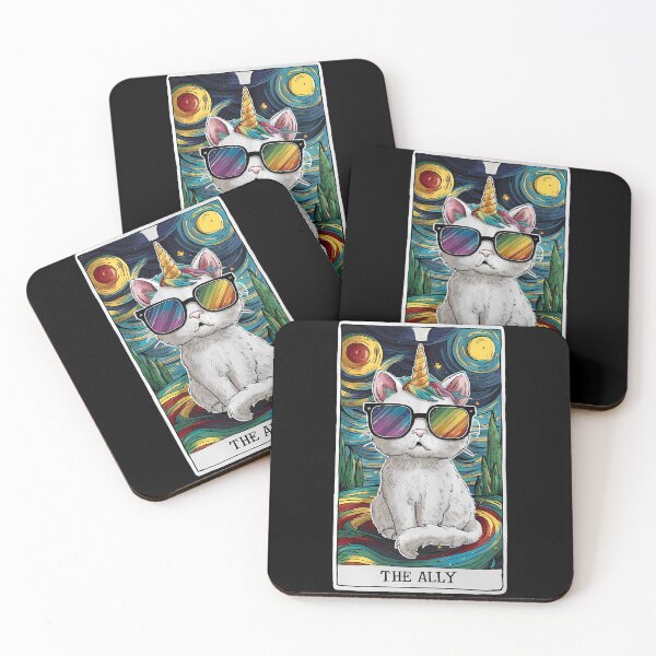 Item preview, Pride Ally LGBTQ Tarot Card Caticorn Starry night Rainbow designed and sold by MTRBSK11.