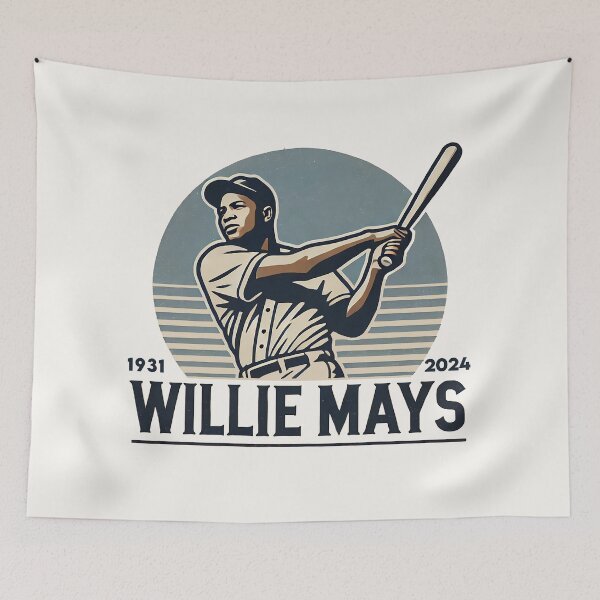 Item preview, Vintage Willie Mays Baseball Tribute Art designed and sold by Retro Travel Design.