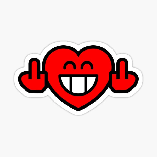 Artikel-Vorschau von Smiley Emoji Grin Heart mit Stinkefinger, designt und verkauft von VEB Ostladen.