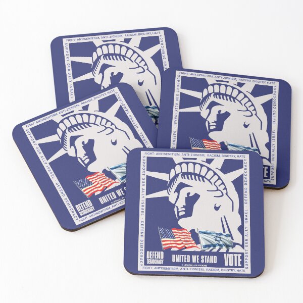 Item preview, SUJD0010 Jewish Designs Statue of Liberty says United We Stand with Israel defend democracy vote and protest against antisemitism designed and sold by JewishDesigns.