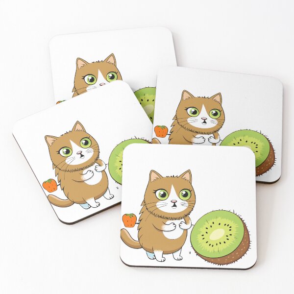 Item preview, Fluffy Cat with a Kiwi-Patterned Collar Exploring designed and sold by omerfdln34.
