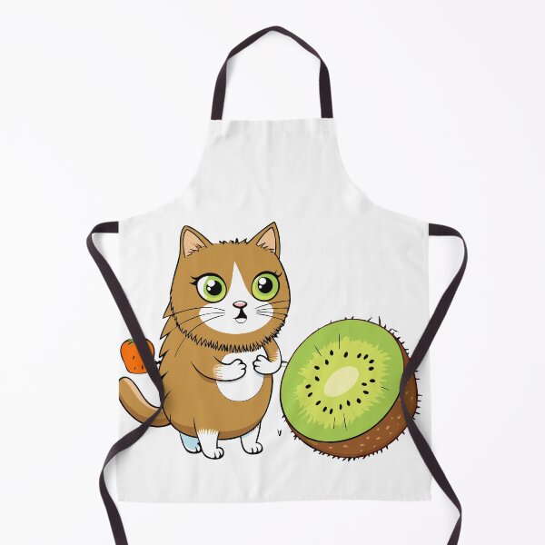 Item preview, Fluffy Cat with a Kiwi-Patterned Collar Exploring designed and sold by omerfdln34.