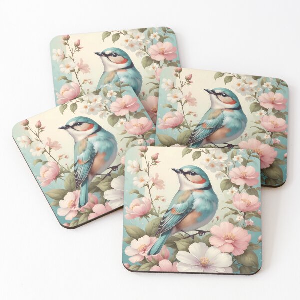 Item preview, Cute Pastel Bird And Pink Flowers /AI Art/ #53 designed and sold by AI-Floral-Art.