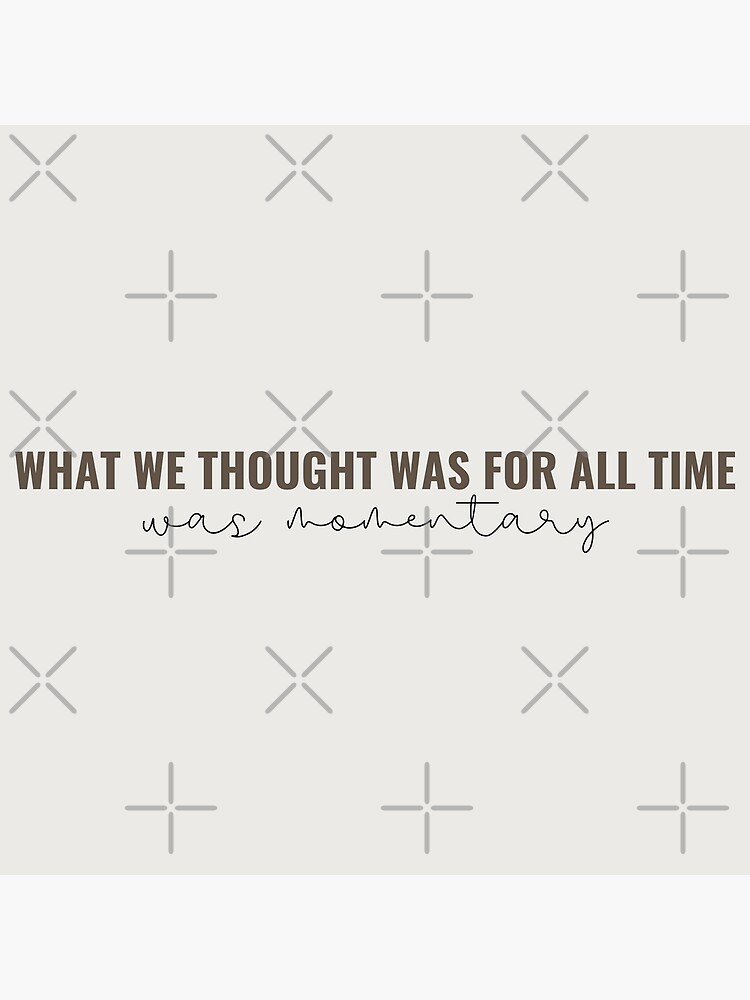 What we thought was for all time was momentary - Taylor Swift
