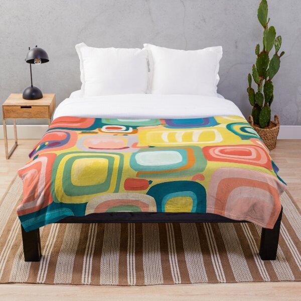 Aperçu de l'œuvre Whimsical Anime-Inspired Abstract Square Pattern Painting créée et vendue par PrintableByZaah.