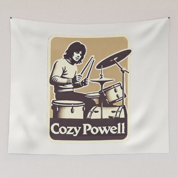 Item preview, Retro Cozy Powell Drumming Art designed and sold by Retro Travel Design.