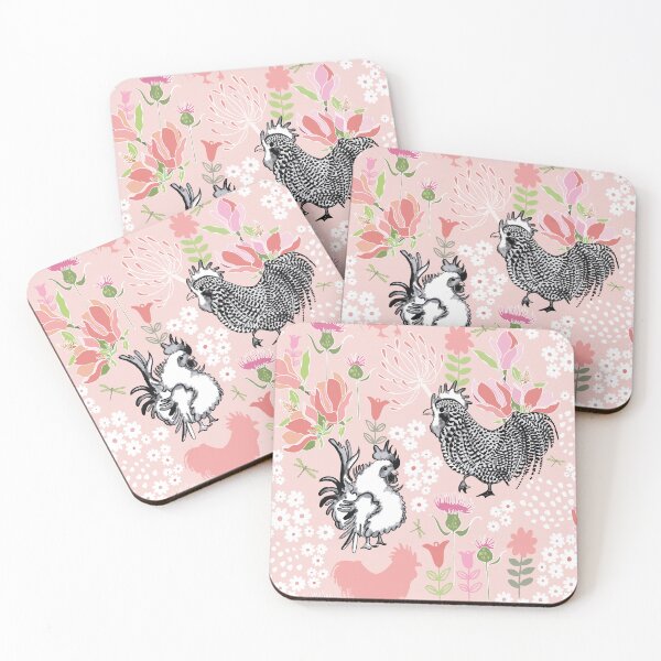 Item preview, Black and White Roosters in Pink designed and sold by LIMEZINNIASDES.