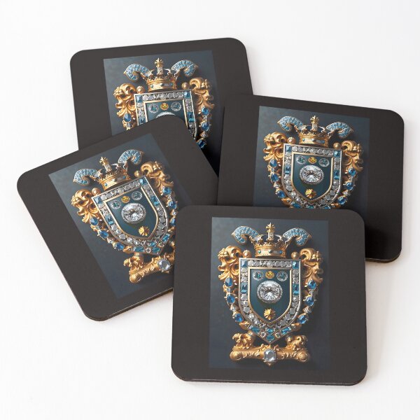 Item preview, Custom Azure Sapphire Golden Diamond Shield Crest designed and sold by Way Way Cool.