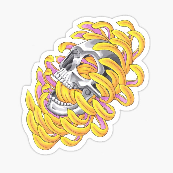 Item preview, neojapanese skull chrysanthemum designed and sold by Quigmos.