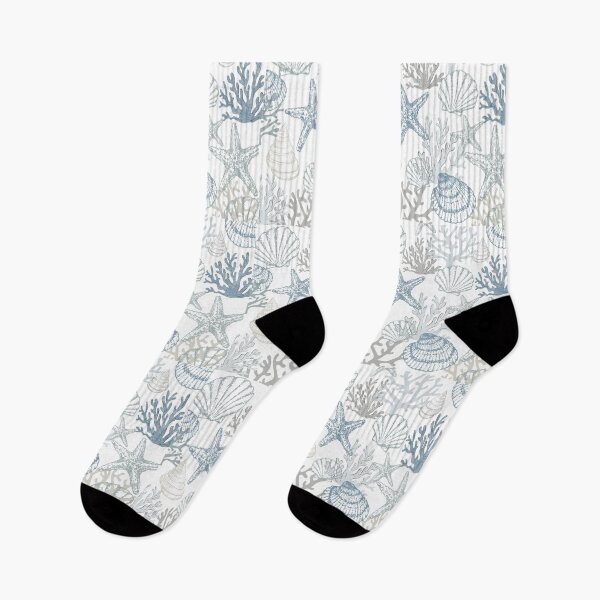 Item preview, Starfish, Seashell And Coral Print With Soft Blue, Grey, Beige and Teal designed and sold by SeaStarAlex.