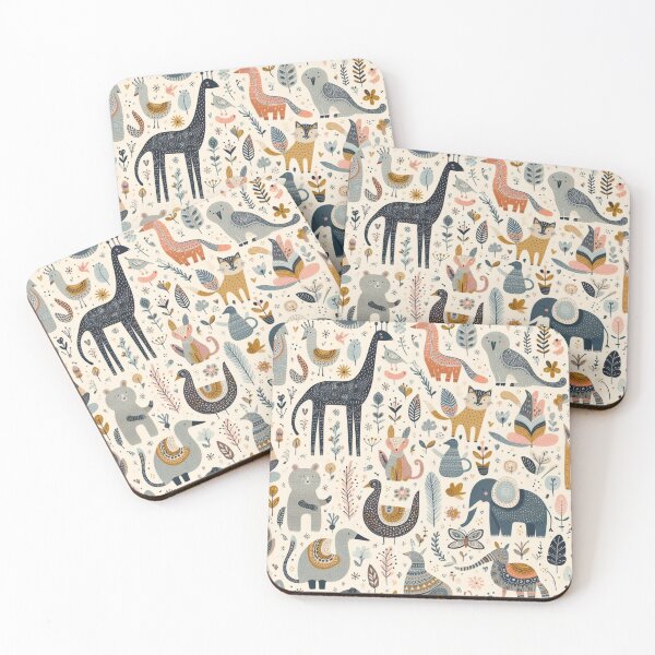 Item preview, Folk Animal Pattern for Kids | Whimsical Nursery & Animal Lover designed and sold by litchick1977.