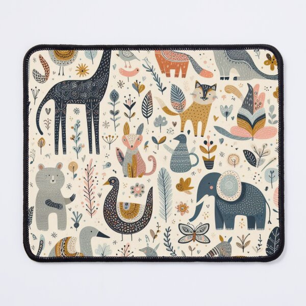 Item preview, Folk Animal Pattern for Kids | Whimsical Nursery & Animal Lover designed and sold by litchick1977.