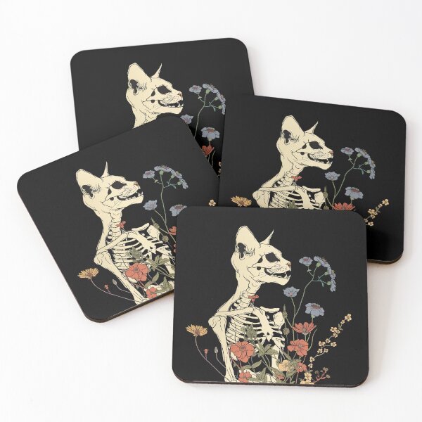 Item preview, Cat skeleton with flowers designed and sold by TankandDPS.