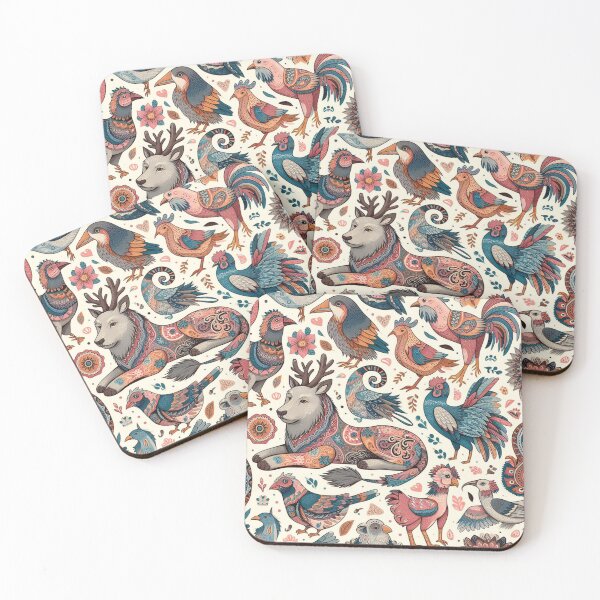 Item preview, Whimsical Folklore Animals | Folk Art Inspired Pattern designed and sold by litchick1977.