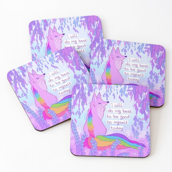 Item preview, "I will do my best to be good to myself" Rainbow Tail Fox designed and sold by thelatestkate.
