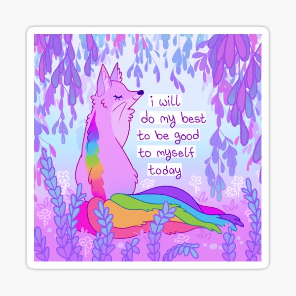 Artikel-Vorschau von „Ich werde mein Bestes tun, um gut zu mir selbst zu sein“ Rainbow Tail Fox, designt und verkauft von thelatestkate.