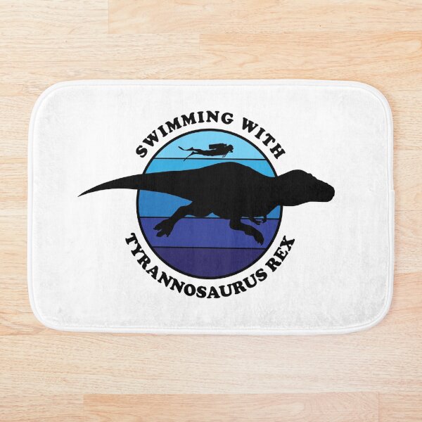 Item preview, Swimming with Tyrannosaurus rex Retro Surf Design (black letters) designed and sold by Robert O.  Clark.