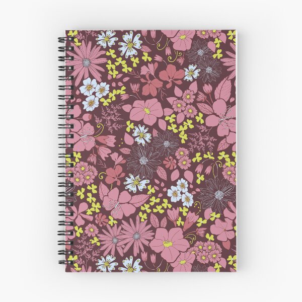 Artikelvorschau, Handgezeichnete Ditzy Florals in warmen erdigen Rosa- und Dunkelrottönen, Spritzern von Gelb und Weiß entworfen und verkauft von SCdesignqld.