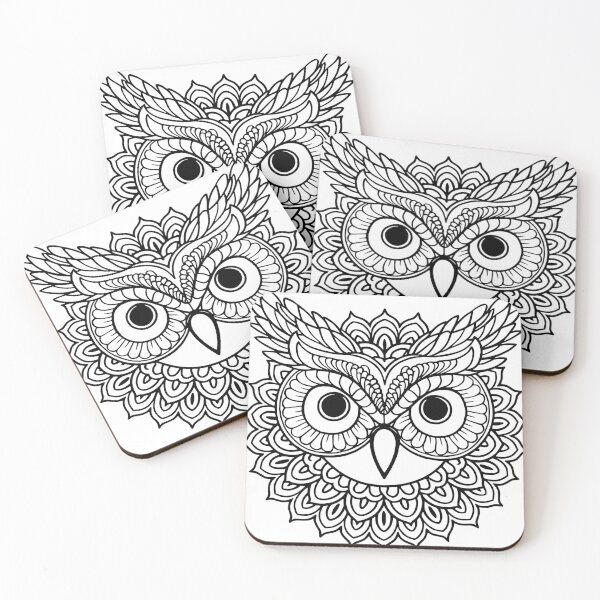 Item preview, Owl Head Black and White Coloring Page designed and sold by metebf.