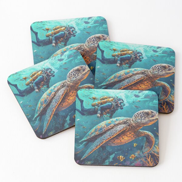 Item preview, Silent Depths: Turtle and SCUBA Diver’s Peaceful Coexistence designed and sold by SportsT-Shirts.