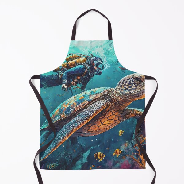 Item preview, Silent Depths: Turtle and SCUBA Diver’s Peaceful Coexistence designed and sold by SportsT-Shirts.