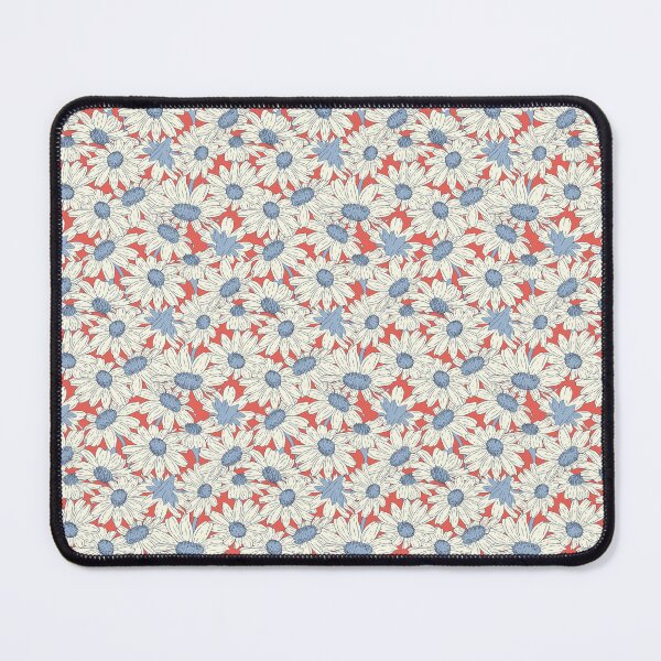 Item preview, Hand drawn Daisies - cream with light blue centres and rich pinky-red background designed and sold by SCdesignqld.