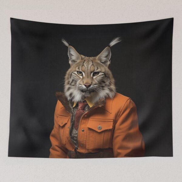 Item preview, Stylish Bobcat in Orange Jacket designed and sold by Sillytoe.