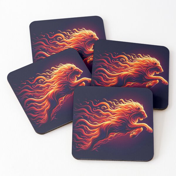 Item preview, Scratchboard Ink Fire Lion, Ai Generated Art  designed and sold by ACC .