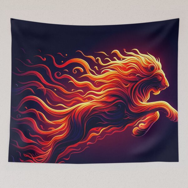 Item preview, Scratchboard Ink Fire Lion, Ai Generated Art  designed and sold by ACC .