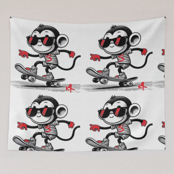 Item preview, monkey skate boarding designed and sold by Kimmy and Zamiah Art.