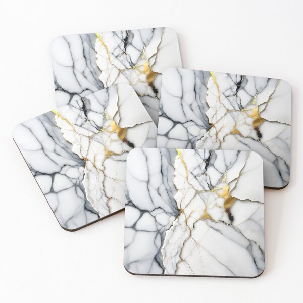 Item preview, White Marble Look (Image Faux Marble) Grey Veins Gold Accents designed and sold by Beachy.