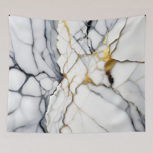 Item preview, White Marble Look (Image Faux Marble) Grey Veins Gold Accents designed and sold by Beachy.