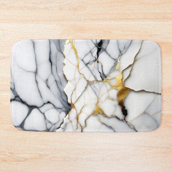 Item preview, White Marble Look (Image Faux Marble) Grey Veins Gold Accents designed and sold by Beachy.