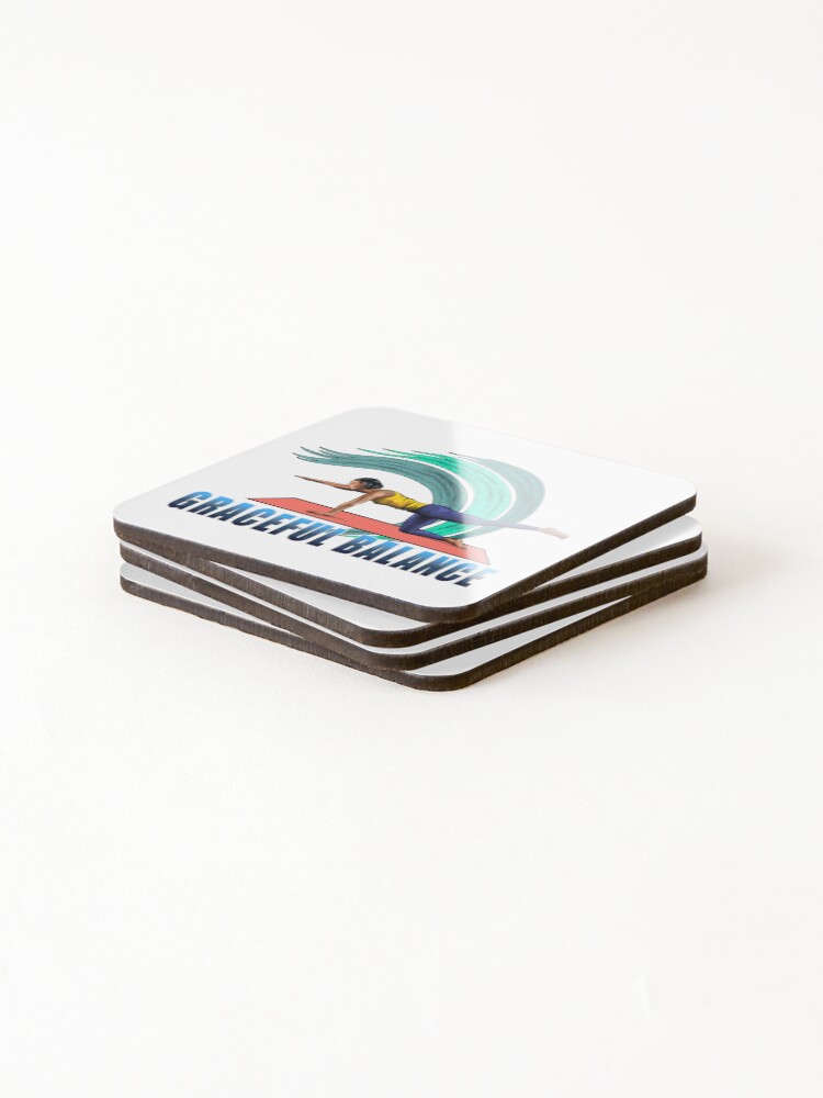 Thumbnail 4 of 5, Coasters (Set of 4), "Dynamic Yoga Stretching Posture" designed and sold by RhonDesign.