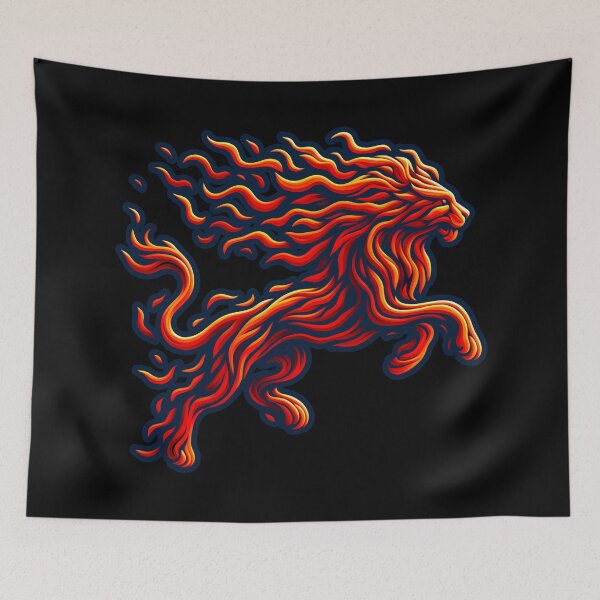 Item preview, Scratchboard Ink Fire Lion, Ai Generated Art  designed and sold by ACC .