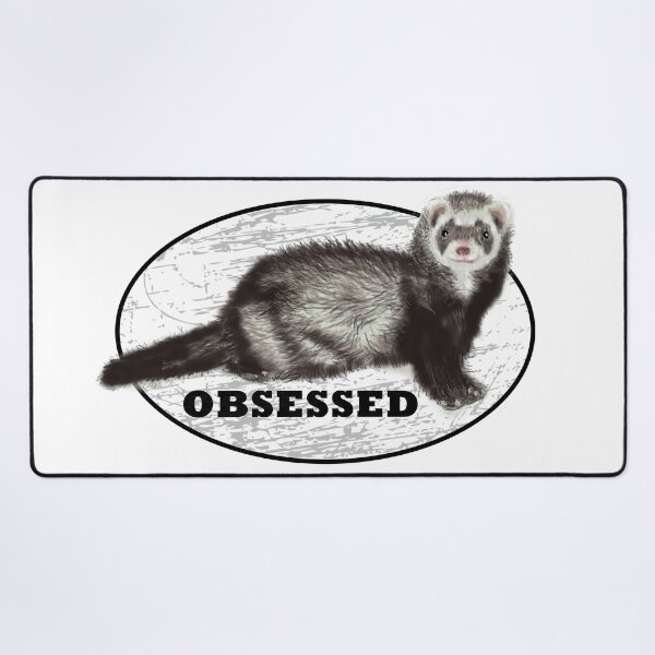 Item preview, Obsessed Black Text with Drawing of a Sable Ferret designed and sold by MountMercantile.