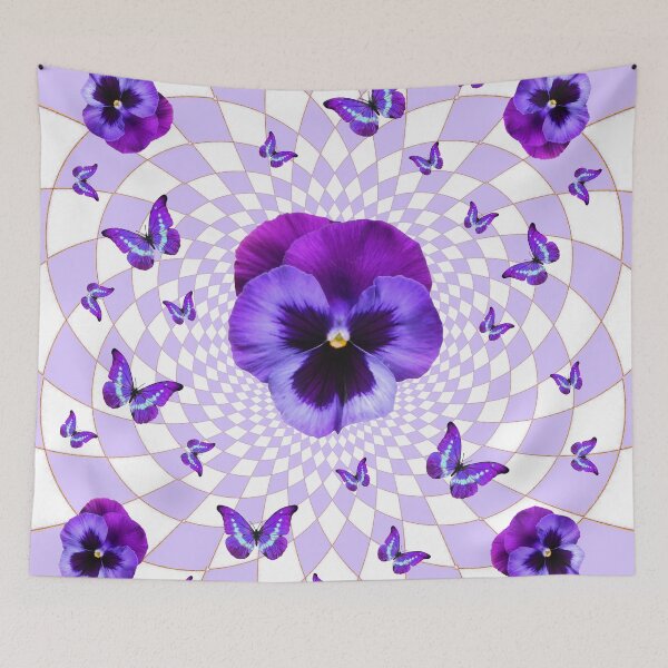 Item preview,   PURPLE BUTTERFLIES & PANSIES GEOMETRIC  designed and sold by sharlesart.