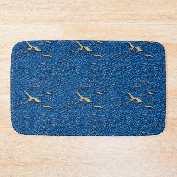 Item preview, Golden Waves on Blue - Abstract Ocean Pattern designed and sold by Daniel Haddad.