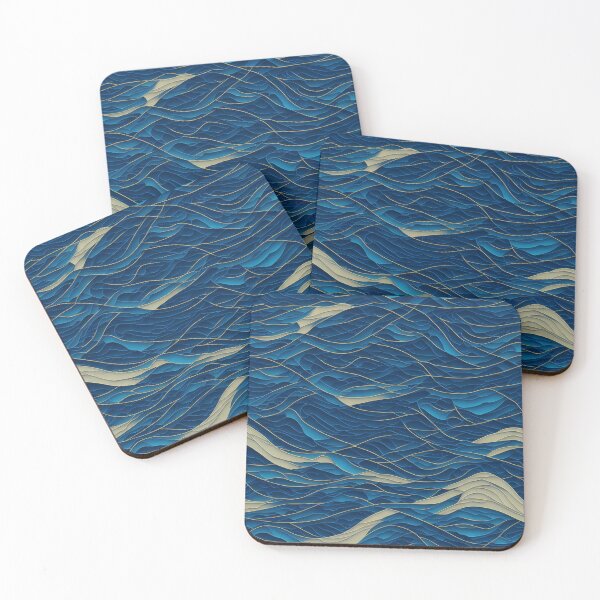 Item preview, Ocean Wave Harmony - Abstract Blue and Gold Design designed and sold by Daniel Haddad.