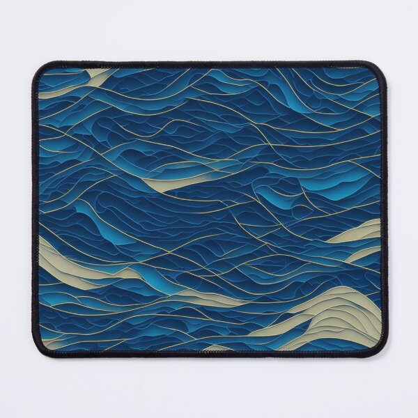 Item preview, Ocean Wave Harmony - Abstract Blue and Gold Design designed and sold by Daniel Haddad.
