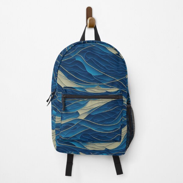 Item preview, Ocean Wave Harmony - Abstract Blue and Gold Design designed and sold by Daniel Haddad.
