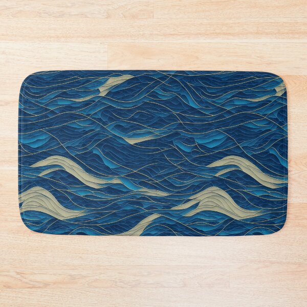 Item preview, Ocean Wave Harmony - Abstract Blue and Gold Design designed and sold by Daniel Haddad.