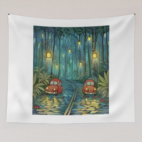 Item preview, Enchanted Forest Drive: Vintage Car Illustration designed and sold by alianavite.
