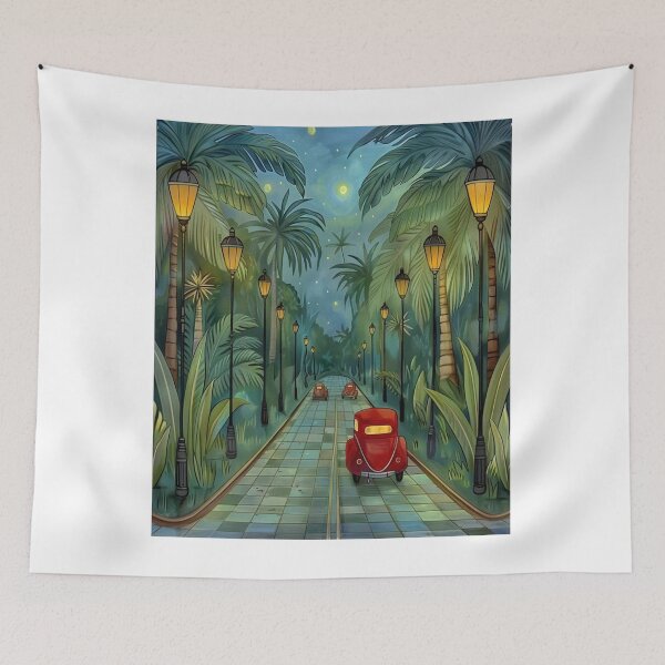 Item preview, Palm-Lined Vintage Car Drive designed and sold by alianavite.