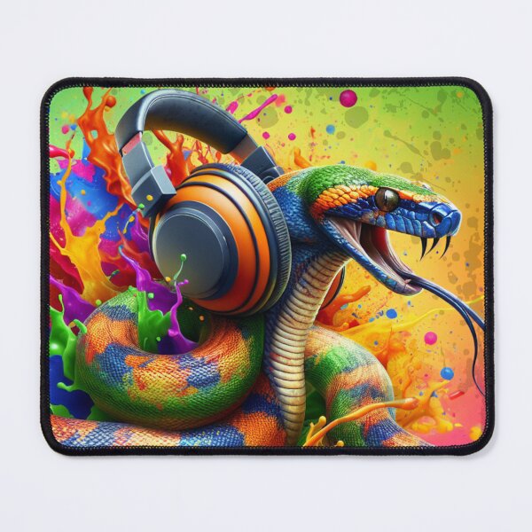 Item preview, Serpent Beats, Snake in Headphones Splatter Paint Art  designed and sold by DroopysDesigns.