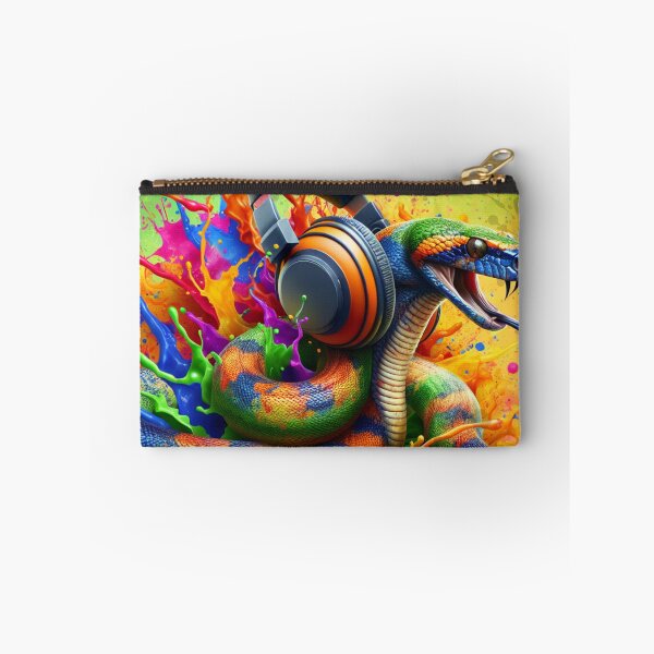 Item preview, Serpent Beats, Snake in Headphones Splatter Paint Art  designed and sold by DroopysDesigns.