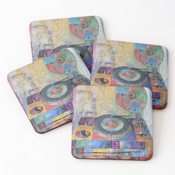 Item preview, Tocadiscos retro con elementos abstractos designed and sold by ribgebuda.