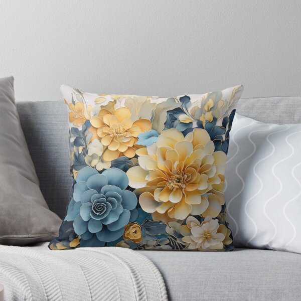 Vista previa del artículo con la obra «Flores azules y amarillas, flores 3d. », diseñado y vendido por Inktown.