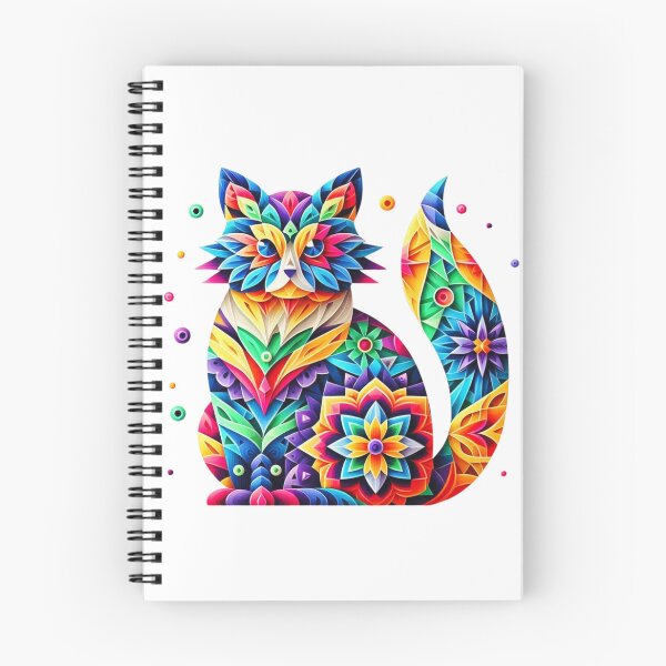 Aperçu de l'œuvre Oeuvre de mandala de chat | Modèle de chaton coloré  créée et vendue par Chic-Fun.